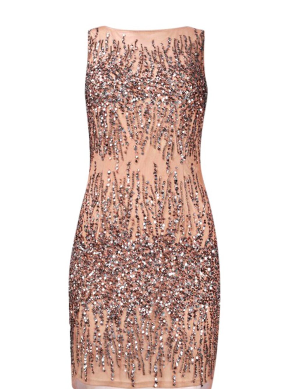 Adrianna Papell Bateau Neckline Beaded & Sequined Mesh Cocktail Dress